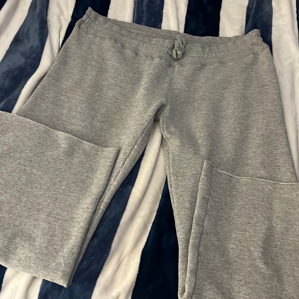 3 count. Soffe, Life is Good, and Mossimo XL wide leg sweat pants. Heather gray